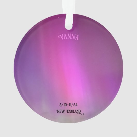Aurora Borealis Naam Datum Acryl Ornament (achterkant)