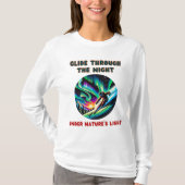 Aurora Borealis Nacht Skiën Avontuur T-shirt (Voorkant)