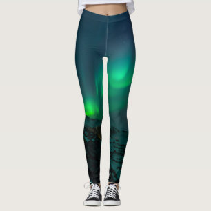 Aurora Borealis Noordelijke lichten wintersterren Leggings
