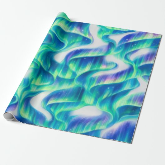 Aurora Borealis Noorderlicht Abstract Patroon Cadeaupapier (Uitgerold)