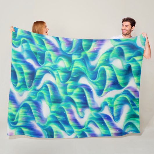 Aurora Borealis Noorderlicht Abstract Patroon Fleece Deken (In situ)