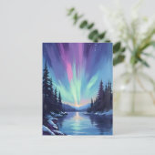 Aurora Borealis | Noorderlicht Aquarel Briefkaart (Staand voorkant)
