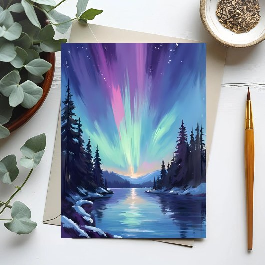 Aurora Borealis | Noorderlicht Aquarel Briefkaart