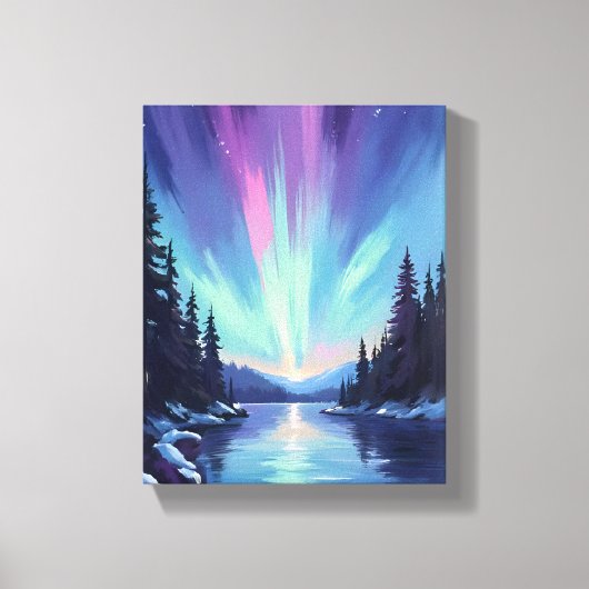 Aurora Borealis | Noorderlicht Aquarel Canvas Afdruk (Voorkant)