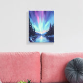 Aurora Borealis | Noorderlicht Aquarel Canvas Afdruk (Insitu (Woonkamer))