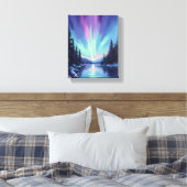 Aurora Borealis | Noorderlicht Aquarel Canvas Afdruk (Insitu (Slaapkamer))