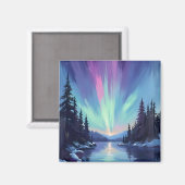 Aurora Borealis | Noorderlicht Aquarel Magneet (Voorkant / Achterkant)