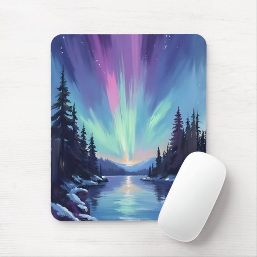 Aurora Borealis | Noorderlicht Aquarel Muismat (Met muis)
