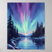 Aurora Borealis | Noorderlicht Aquarel Poster (Voorkant)