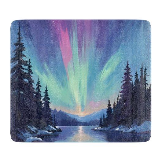 Aurora Borealis | Noorderlicht Aquarel Snijplank (Voorkant)