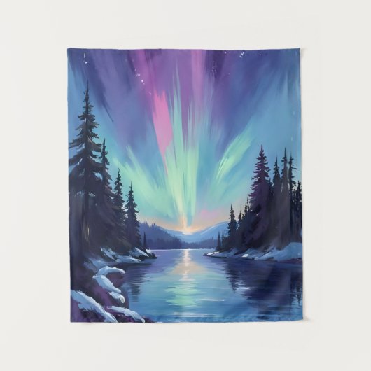 Aurora Borealis | Noorderlicht Aquarel Wandkleed (Voorkant)