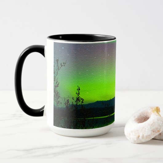 Aurora Borealis Noorderlicht Bestemming Bestemming Mok (Met donut)