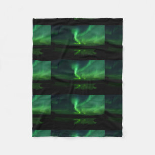 Aurora Borealis Noorderlicht Bomen Natuur Landscha Fleece Deken