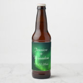 Aurora Borealis Noorderlicht Bruiloft Bier Etiket (Voorkant)