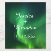 Aurora Borealis Noorderlicht Bruiloft Wijn Etiket (Enkel label)