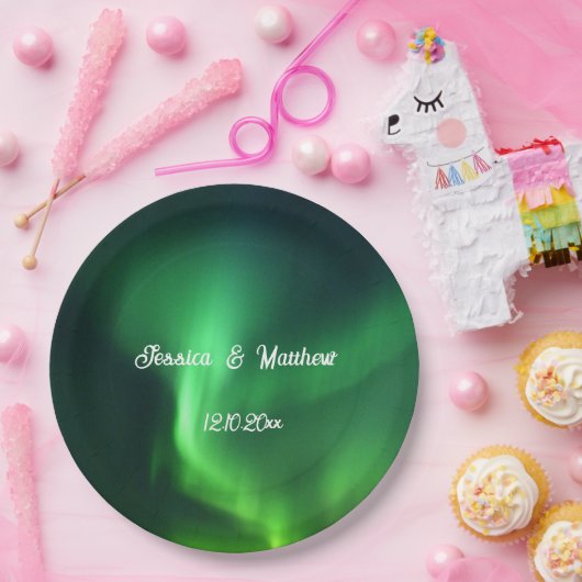 Aurora Borealis Noorderlicht Bruiloften Papieren Bordje (Feest)