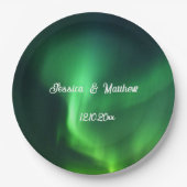 Aurora Borealis Noorderlicht Bruiloften Papieren Bordje (Voorkant)