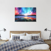 Aurora Borealis, Noorderlicht, Canvas Afdruk (Insitu (Slaapkamer))