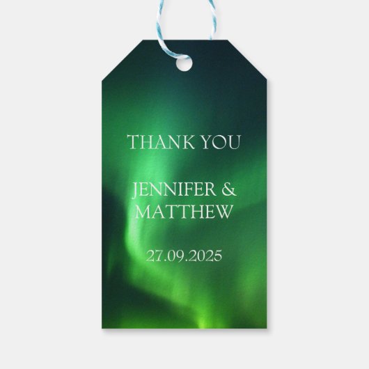 Aurora Borealis Noorderlicht Elegante bruiloft Cadeaulabel (Achterkant)