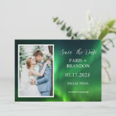 Aurora Borealis Noorderlicht Foto Bruiloft Save The Date (Staand voorkant)