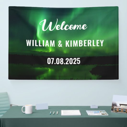 Aurora Borealis Noorderlicht Groene Trouwbanner Spandoek (Beurs)