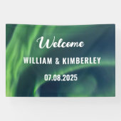 Aurora Borealis Noorderlicht Groene Trouwbanner Spandoek (Horizontaal)