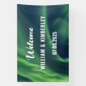 Aurora Borealis Noorderlicht Groene Trouwbanner Spandoek (Verticaal)
