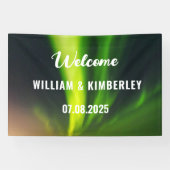 Aurora Borealis Noorderlicht Groene Trouwbanner Spandoek (Horizontaal)