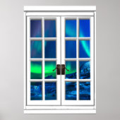 Aurora Borealis Noorderlicht Nep Raam Kunst Poster (Voorkant)