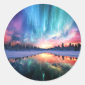Aurora Borealis, Noorderlicht, Ronde Sticker (Voorkant)