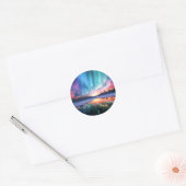 Aurora Borealis, Noorderlicht, Ronde Sticker (Envelop)
