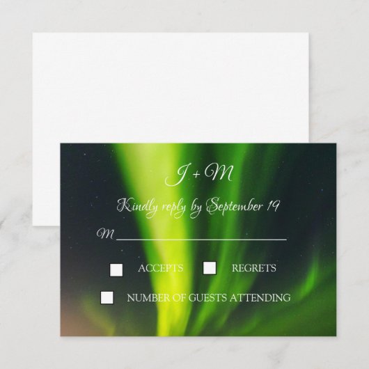 Aurora Borealis Noorderlicht Sterren Moderne RSVP (Voorkant / Achterkant)