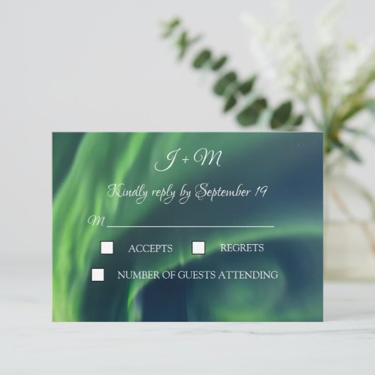 Aurora Borealis Noorderlicht Sterren Moderne RSVP Kaartje (Staand voorkant)