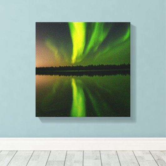 Aurora Borealis noorderlichten Noorwegen Canvas Afdruk (Insitu (Houten vloer))