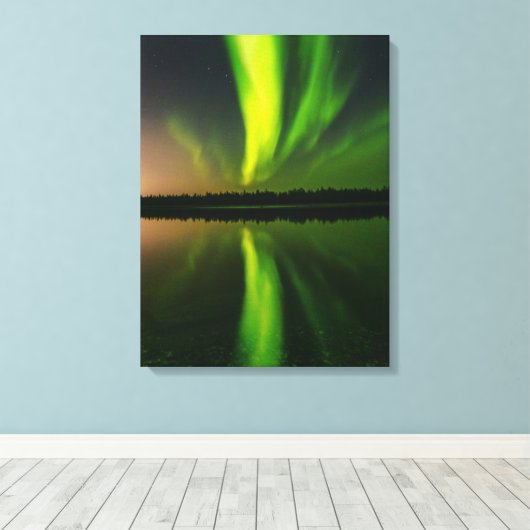 Aurora Borealis noorderlichten Noorwegen Canvas Afdruk (Insitu (Houten vloer))