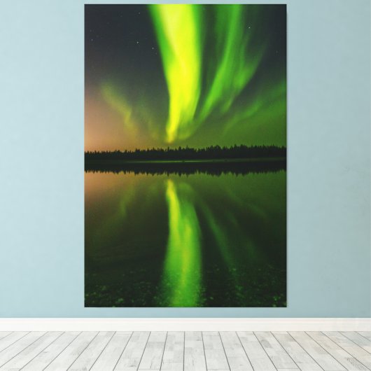 Aurora Borealis noorderlichten Noorwegen Canvas Afdruk (Insitu (Houten vloer))