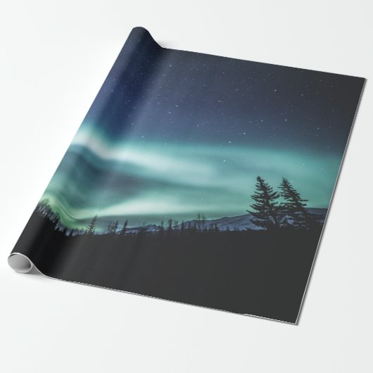 Aurora Borealis Noorwegen Cadeaupapier (Uitgerold)