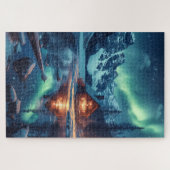 Aurora Borealis Nordic Night Natuur Landschap Legpuzzel (Horizontaal)