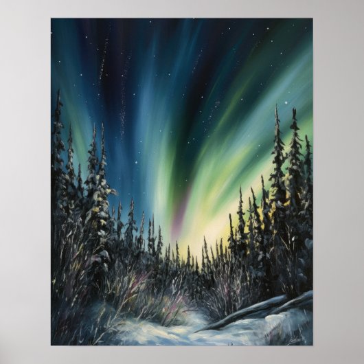 Aurora Borealis Northern Lights Art Print Poster (Voorkant)