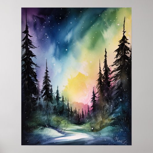 Aurora Borealis Northern Lights Art Print Poster (Voorkant)