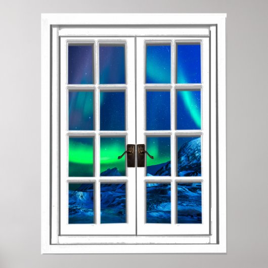 Aurora Borealis Northern Lights Fake Window Art Poster (Voorkant)
