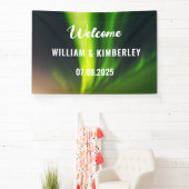 Aurora Borealis Northern Lights Green Wedding Bann Spandoek (Insitu)