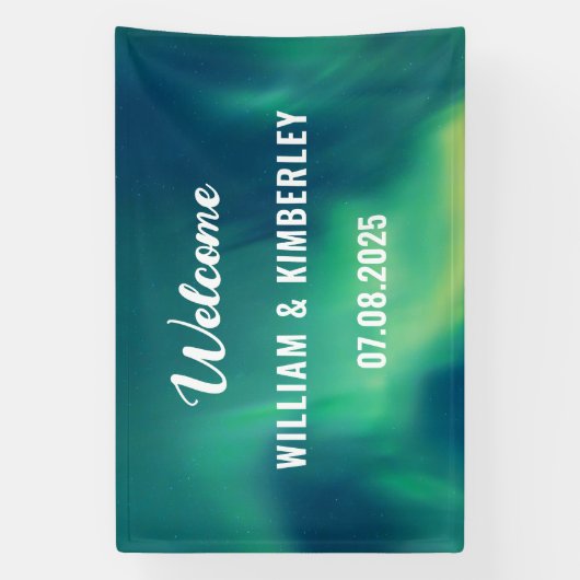 Aurora Borealis Northern Lights Green Wedding Spandoek (Verticaal)