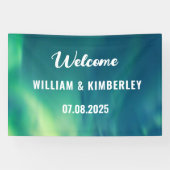 Aurora Borealis Northern Lights Green Wedding Spandoek (Horizontaal)