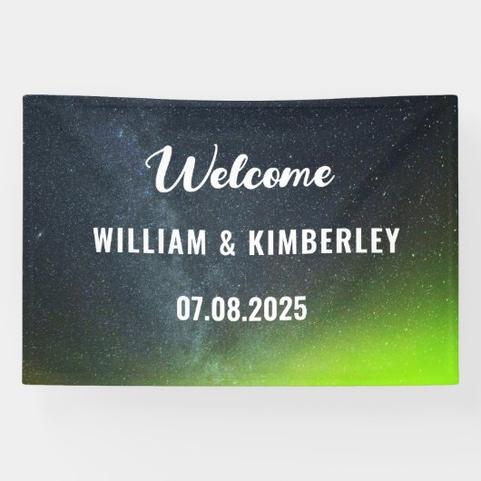 Aurora Borealis Northern Lights Green Wedding Spandoek (Horizontaal)