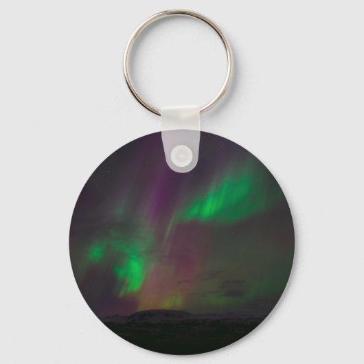 Aurora Borealis Northern Lights Trees Natuur Lande Sleutelhanger (Voorkant)