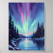 Aurora Borealis | Northern Lights Watercolor Poster (Voorkant)