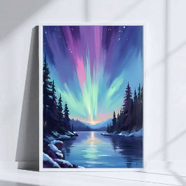 Aurora Borealis | Northern Lights Watercolor Poster