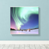 Aurora Borealis of Noorderlicht, Alaska Canvas Afdruk (Insitu (Houten vloer))