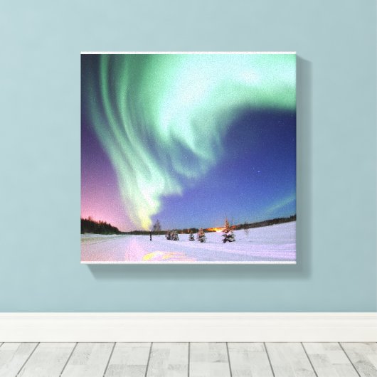 Aurora Borealis of Noorderlicht, Alaska Canvas Afdruk (Insitu (Houten vloer))